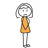 Sad stick figure with crossed arms